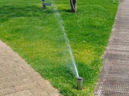 【植栽/植樹帯かん水】マンションの芝生散水（東京都）