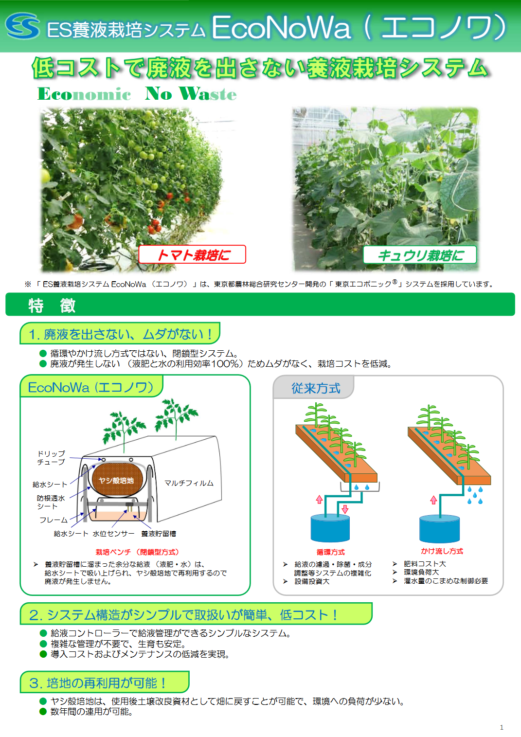 ES養液栽培システムEcoNoWa